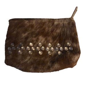 Raviana genuine calf leather zip pouch w/ rhinestone’s made in Texas